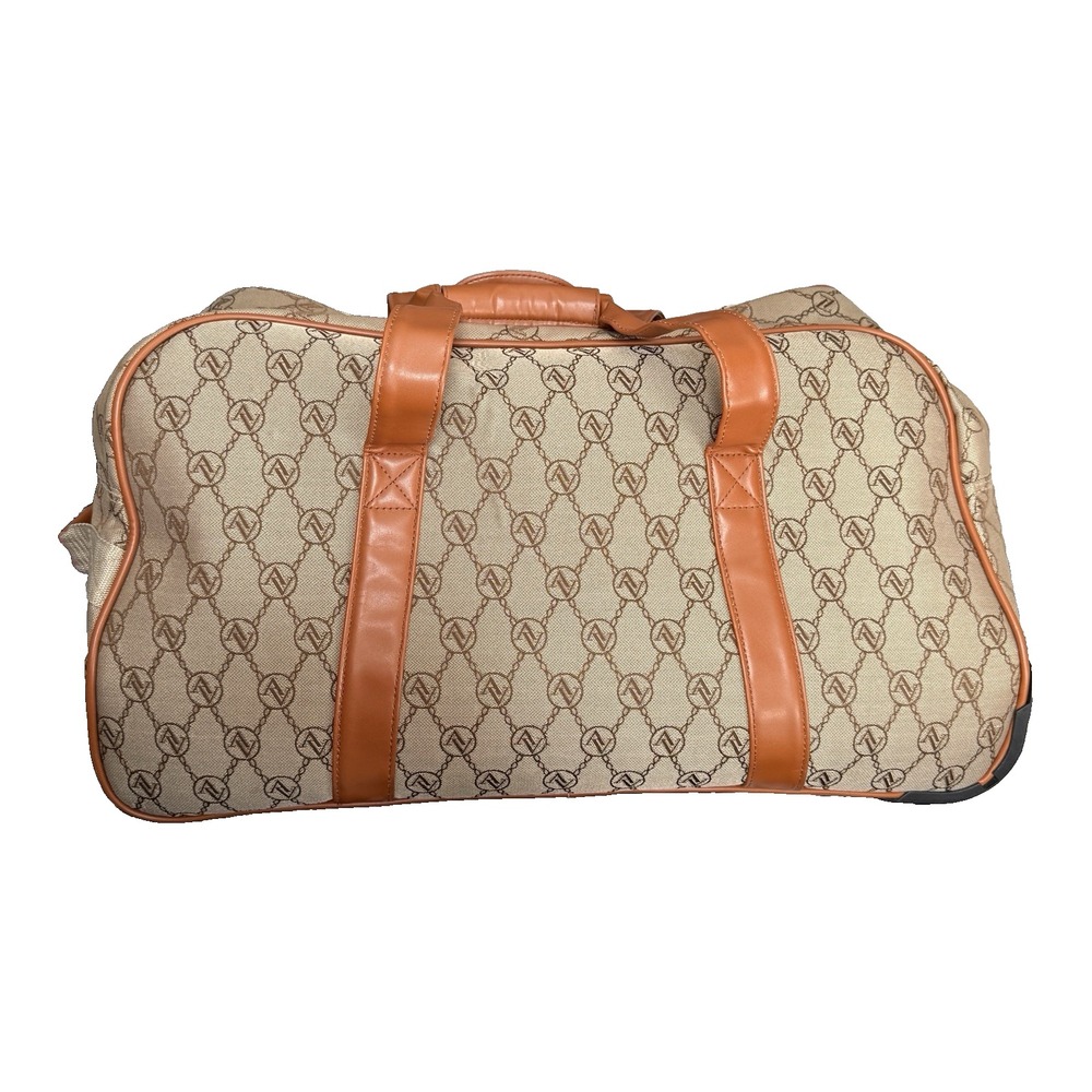 Adrienne Vittadini Duffle Bag Signature Print Monogram Italian Travel Luggage - Picture 7 of 16